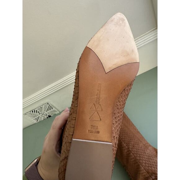 Dani Black Textured Snakeskin Python Zipper Brown Leather Tall Boots Sz 7.5 M - Picture 9 of 11